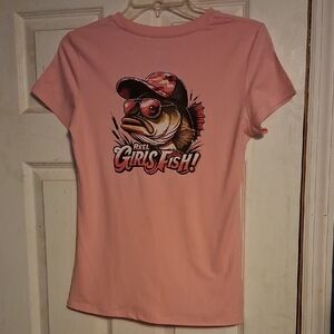 SHEIN Pink Graphic Tee with Fish Design